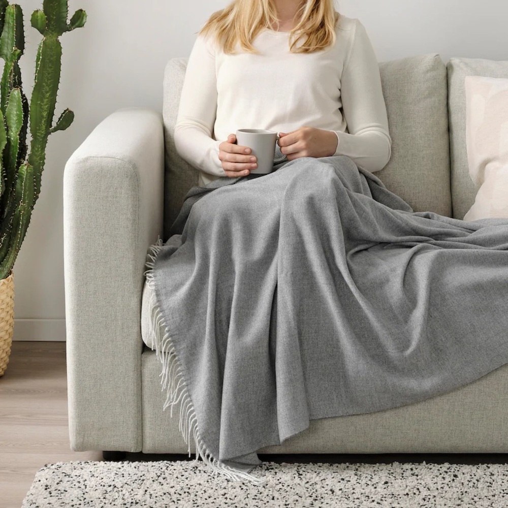 Fringe Throw, gray, 47x63”